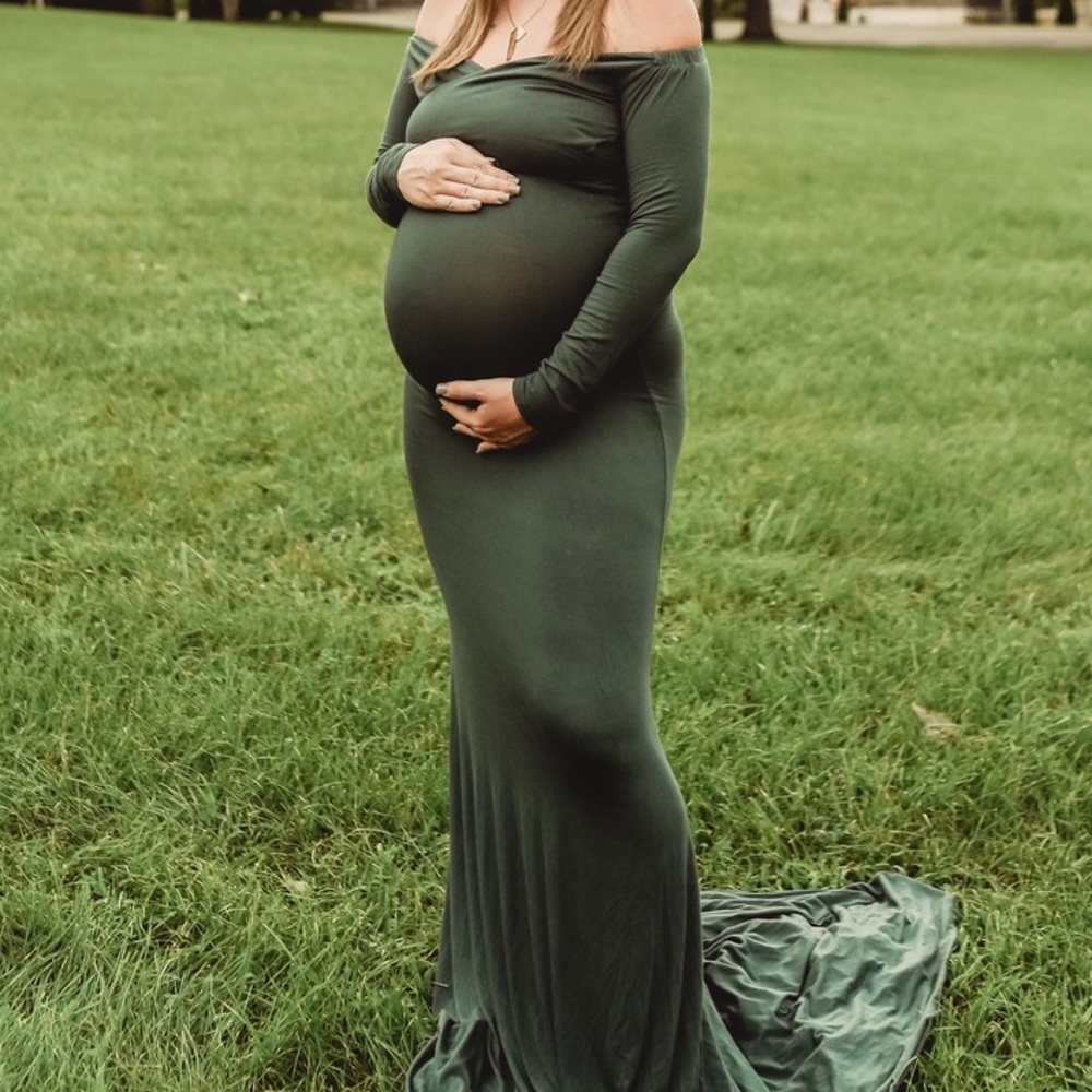 Dark green maternity dress